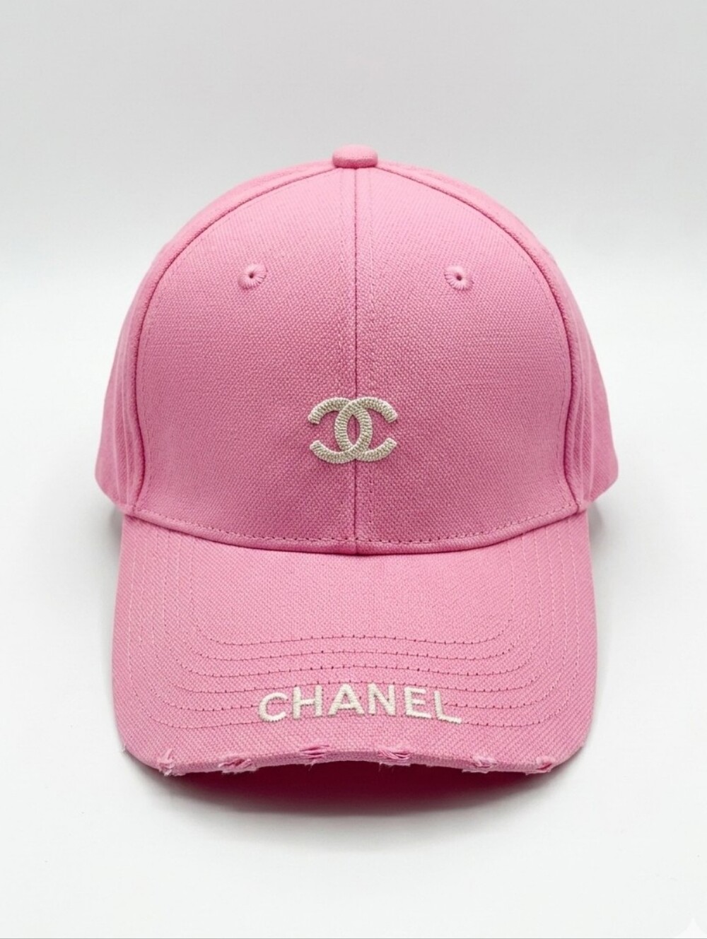 NEW 💖 CHANEL Pink Embroidered Logo Baseball Cap